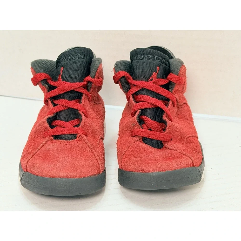Nike Air Jordan 6 Retro Toro Boys Size 10C Red Athletic Shoe Sneakers DV3606-600